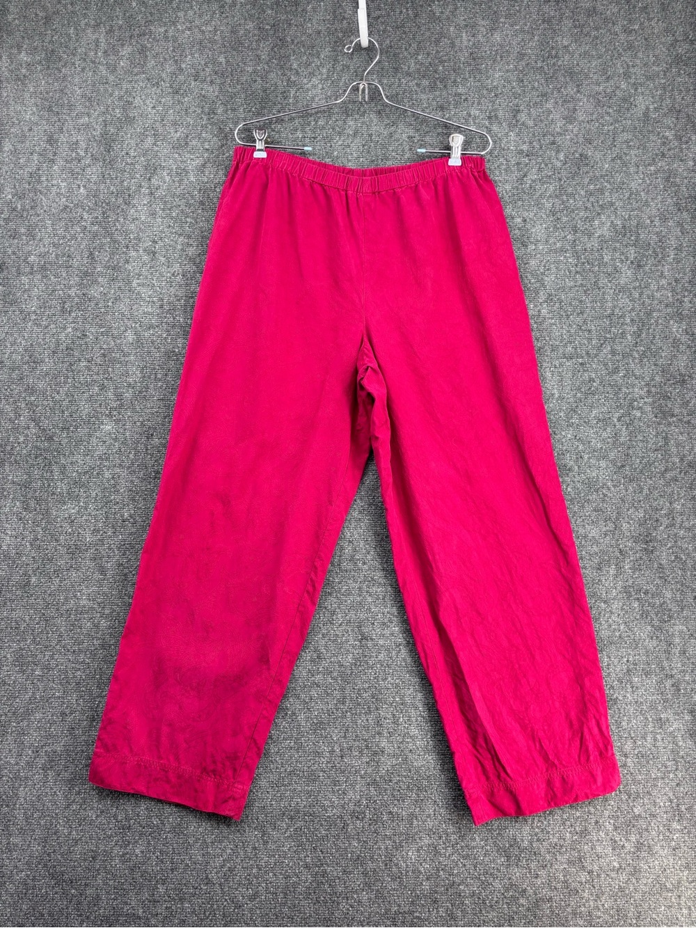 Chicos Red Berry 100% Silk Coastal Grandma Resortwear High Rise Pants Size XL